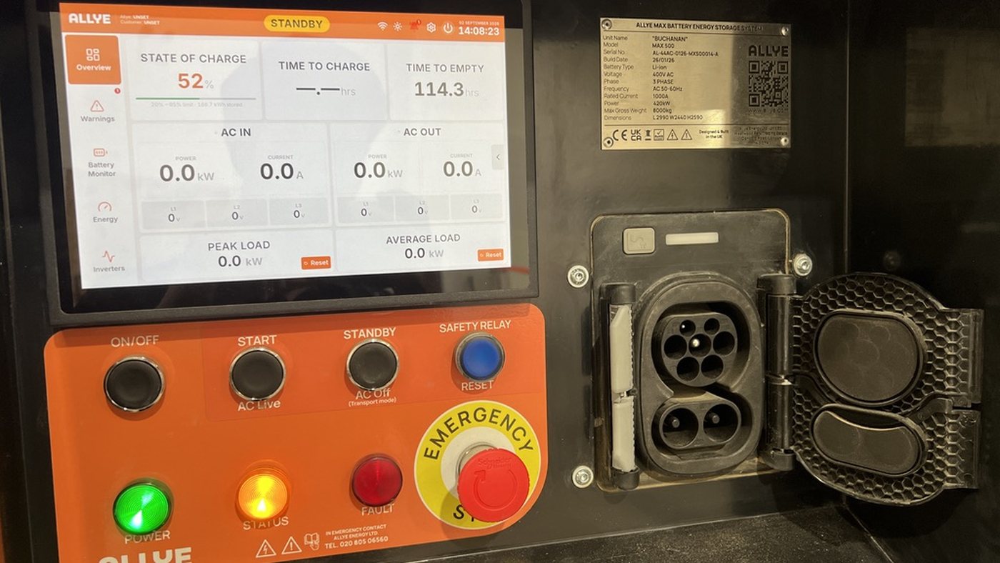 MAX control panel with touchscreen, emergency stop and charging sockets