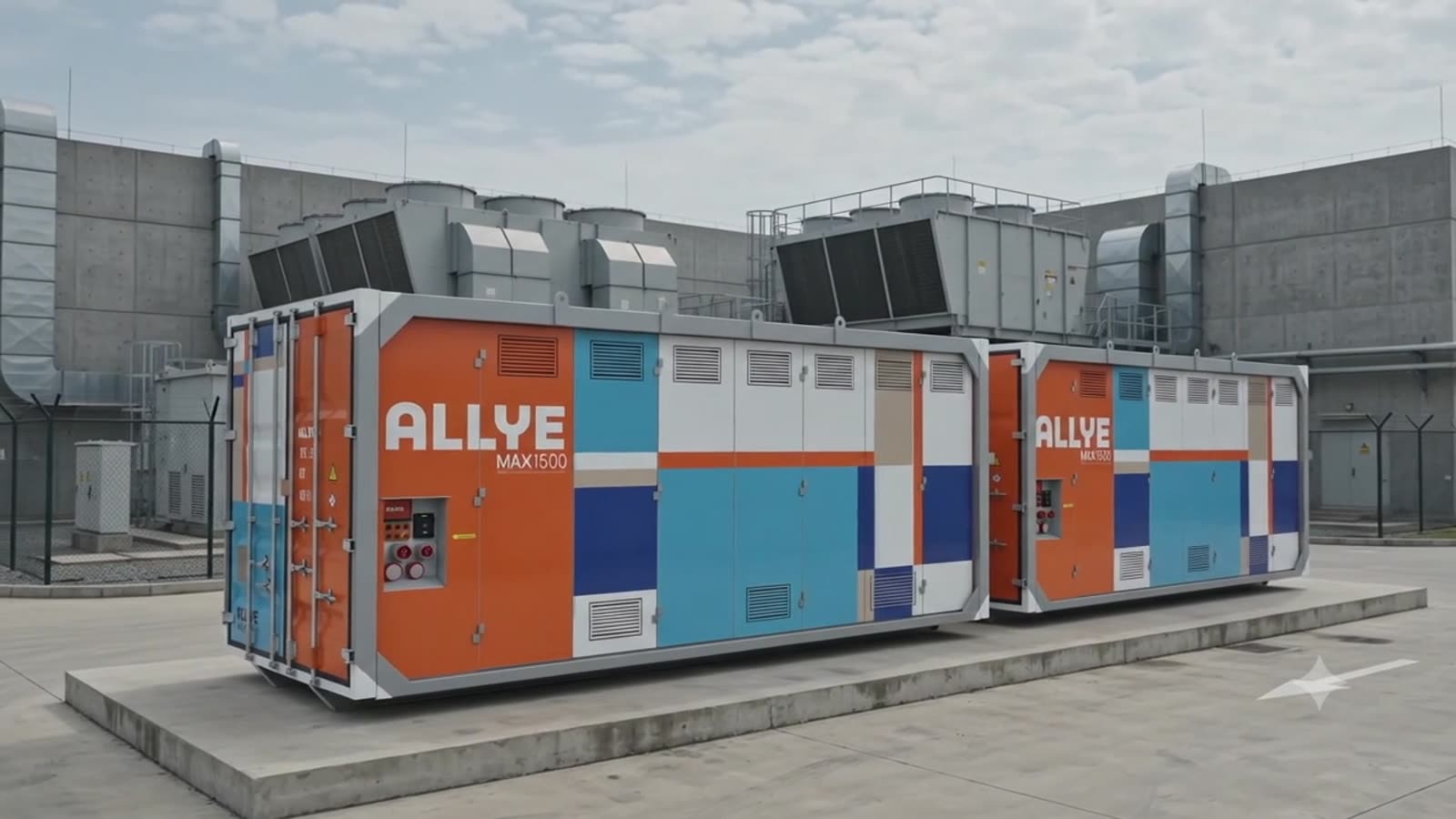 Two Allye MAX battery units outside a data centre building